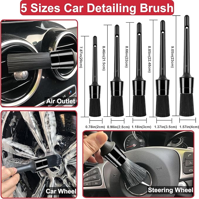 8Pcs Wheel Tire Brush Set, Wheel Brushes for Cleaning Wheels Tire Rim, Soft Wheel Cleaner Brush, Bendable & Durable Car Wheel Rim Detailing Brush for Cleaning Spokes, Fenders, Engines
