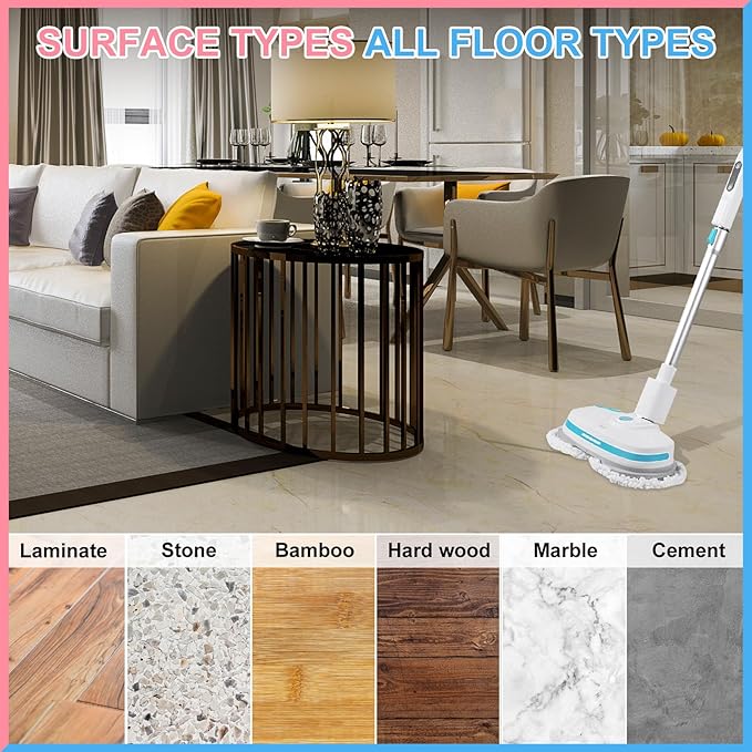 Irenare 20 Pack Electric Mop Pads Spin Replacement 7.28 Inch Round Mop Pads for Floor Cleaning Reusable Washable Electric Spin Replacement Supplies for Kitchen Floor Cleaning (Stylish Color)