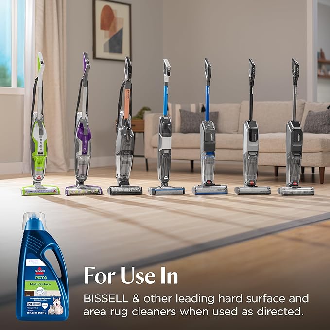 Bissell Multi-Surface Pet Solution with Febreze freshness, For Use in CrossWave and Other Leading Hard Surface and Area Rug Cleaners, 80oz, Dissolves Dirt, grime, and Tough Sticky Messes