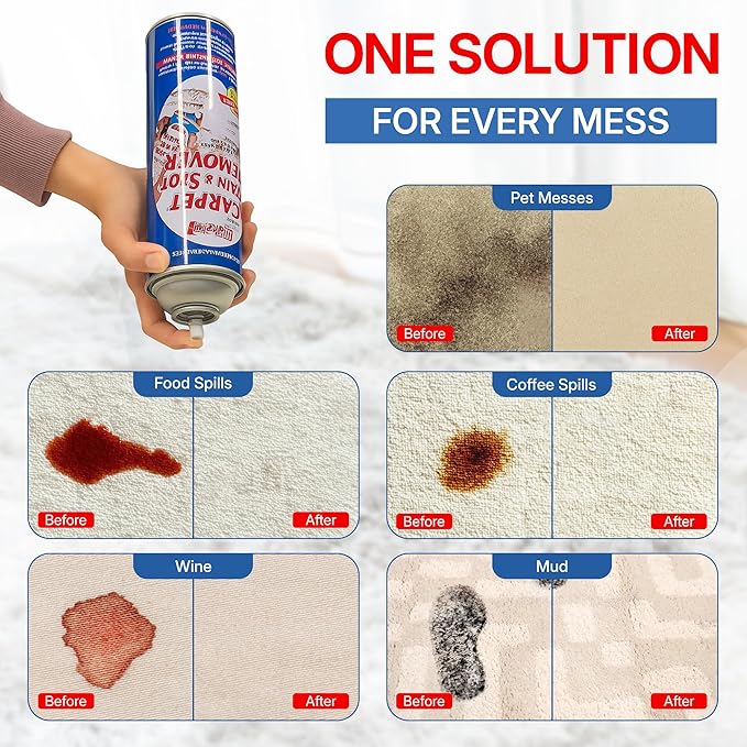 Carpet Spot Remover, Stain and Red wine Remover and Spot Treatment for Oil, Grease, Urine, Cleaning Performance for Rugs, Upholstery, Fabrics Pack of 1