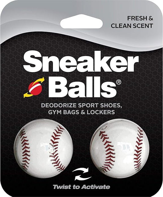 Sneaker Balls Odor-Fighting Shoe Fresheners, Eliminates Unpleasant Smells, Perfect For Sneakers, Gym Bags, Gear Bags, Drawers, Lockers, And More!, Baseball, 2 Pack
