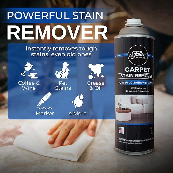 Fuller Brush Carpet Stain Remover – 18 oz Enzyme Foam Spot Cleaner for Carpets, Rugs & Upholstery – Removes Pet Stains, Coffee, Wine, Grease – Odor Eliminating (Pack of 1)