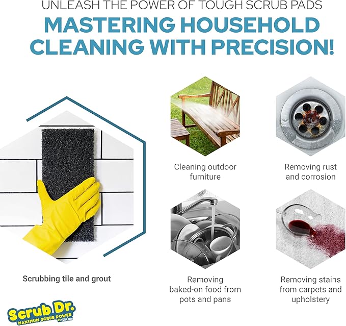 Scrub Doctor Scrub Pads - Commercial Grade Scrubber Sponge, Reusable Eco-Friendly Cleaning Supplies (Blue - Medium Duty, 12 Pack)