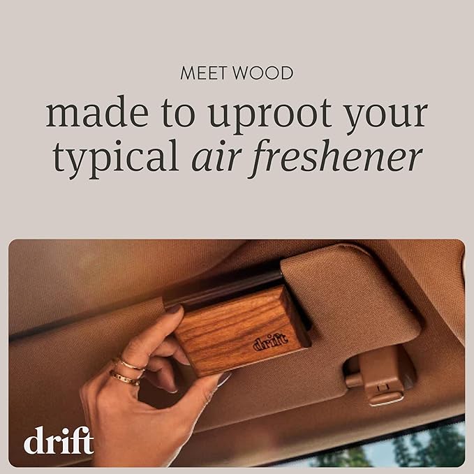 Drift Car Air Freshener - The Original Wood Air Freshener - Car Odor Eliminator - Metal Clip - Essential Oils - 3-Piece Variety Pack Refills - Teak, Open Air, Cabana - NO CLIP INCLUDED