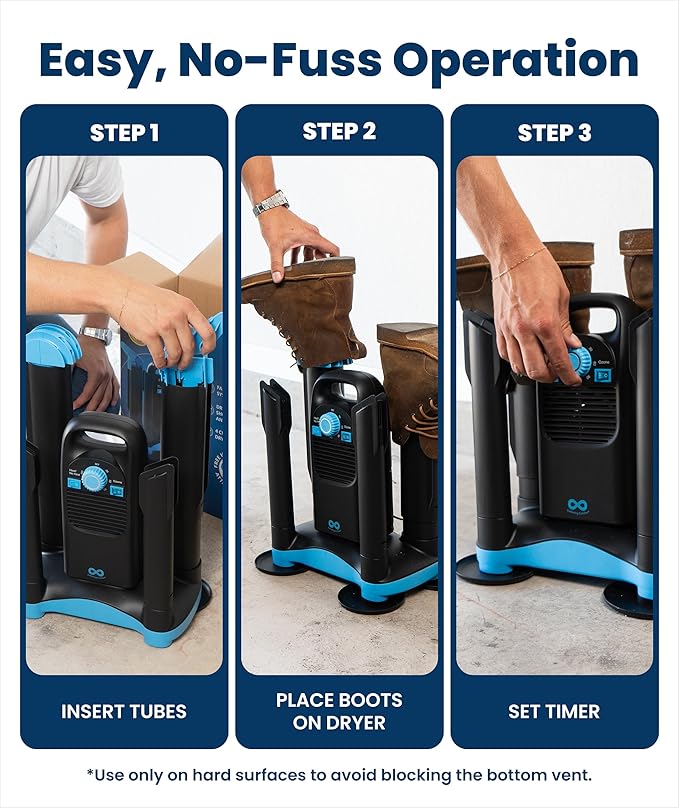 Upgraded Boot Dryer for Work Boots with Ozone Deodorizer - Fast Drying Compact Easy-to-Use Shoe Warmer Adjustable Tube Design - Fast Drying Shoes Dryers for Sneakers & Gloves, Ski Gears (2 Pair)