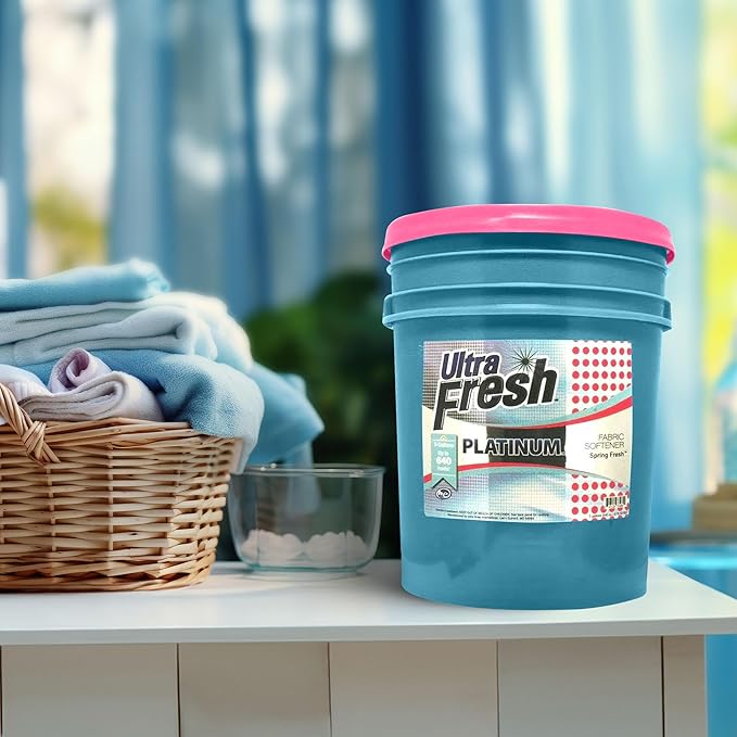 Ultra Fresh Platinum 5 Gallon Spring Fresh Scented Fabric Softener Liquid with Pump for Easy Dispensing for Up to 640 Laundry Loads (6 Pack)