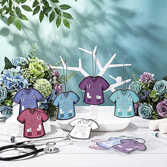 12 Pcs Nurse Appreciation Gift Bulk Funny Air Freshener Car Scented Thank You Hanging Decor Gifts for Doctors Practitioner Medical Assistant Medical Staff