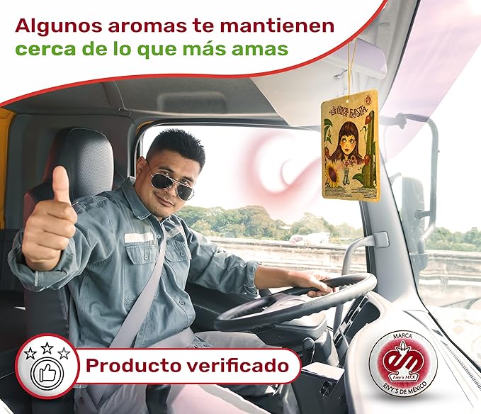 3pcs La Chica Fresita Car Air Freshener - 4 Weeks Long-lasting Strawberry Scent - The Must-have Rear View Mirror Hanging Accesory for Trucks and Vans - Strong & Proudly Mexican Automotive Fragrance