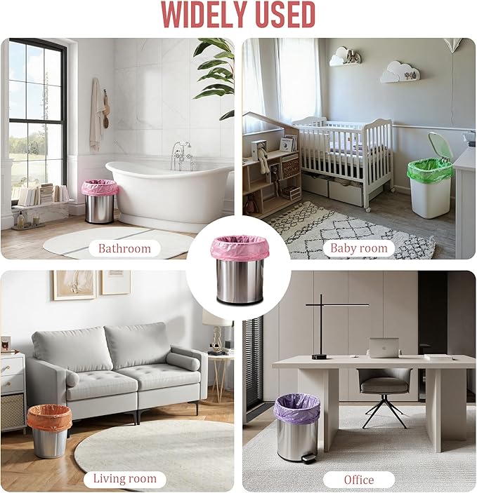 Small Trash Bags 4 Gallon: Colored Bathroom Trash Bags Unscented Small Garbage Bags Strong Leak-Proof Trash Liners or Office Bedroom - 120 Counts
