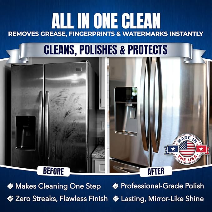 Sheila Shine 3oz Stainless Steel Cleaner and Polish - Cleans, Polishes & Protects Kitchen Appliances, Refrigerators, Sinks, Ovens & Grills - Residue, Streak Free Shine - Stainless Steel Cleaner Spray