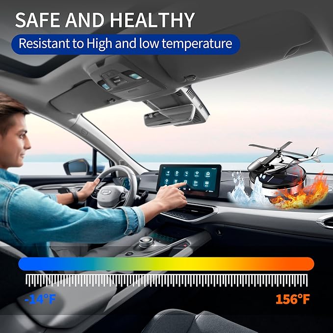 Car Air Freshener, Helicopter Solar Energy Rotating Aromatherapy Al Alloy Diffuser,Long-Lasting Fragrance, Interior Decoration Accessories Diffuser for Car and Home（Silver）