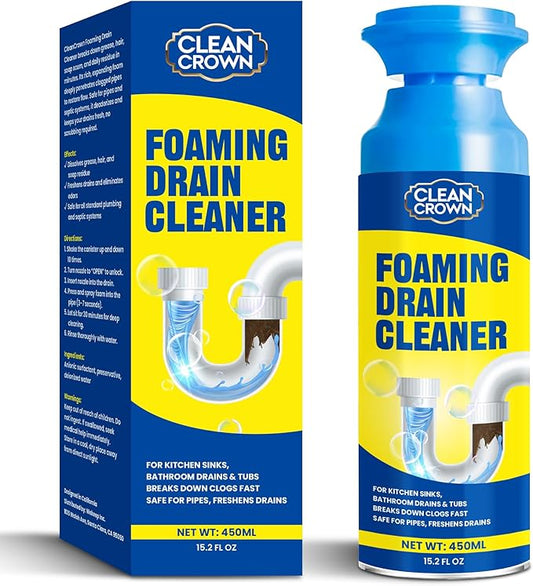 Foaming Drain Cleaner, Drain Cleaner Foam, Powerful Sink Drains Cleaners Foam for Kitchen, Bathroom, Shower and Tub Drains, Clog Remover & Odor Eliminator with Active Foaming Formula