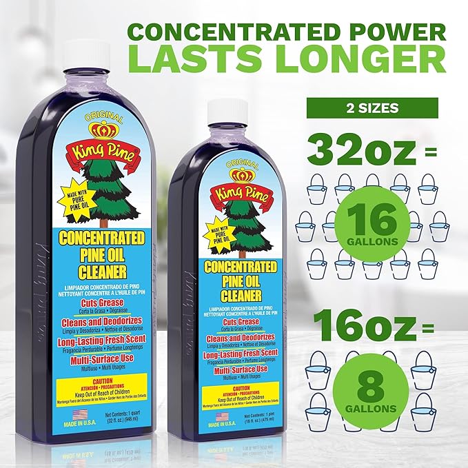 King Pine Concentrated Pine Oil Multi-Surface Cleaner Industrial Strength, Original Black, 12 Fl Oz