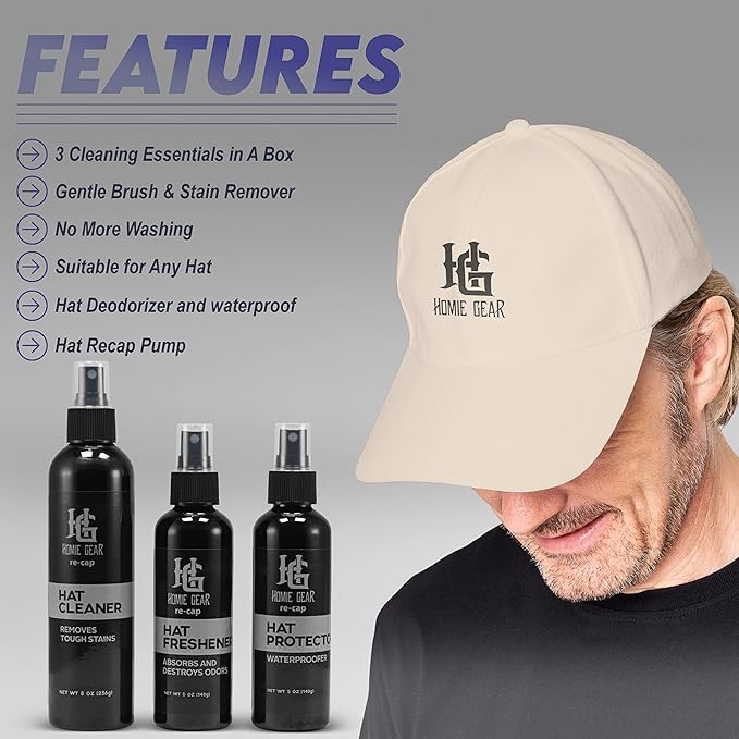 Homiegear Re Cap Cleaning Kit - Hat Care for New Era Cap for Cleaning Refreshment Reshape & Protection your Cap - Used for All Types of Cap & Hat