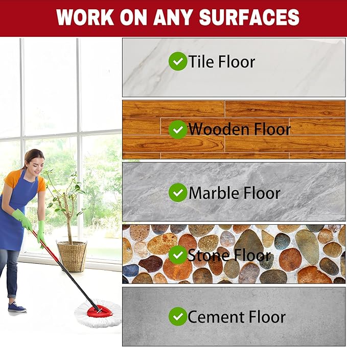 20 Pack Spin Mop Replacement Heads, Mop Replace Head Easywring 1-Tank System, Mop Head Replacement for Hardwood Floor Cleaning, Machine Washable and Easy to Replace