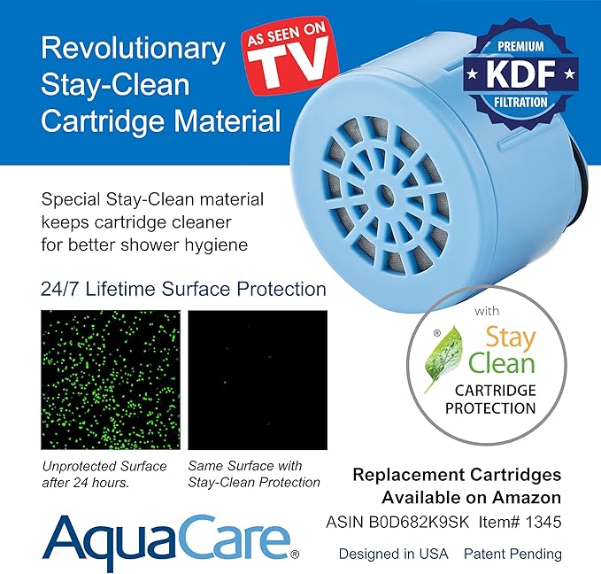 AquaCare Skin & Hair - World's Most Advanced Shower Filter for Fixed or Handheld Shower Heads with ON/OFF Filtration Modes, Instant Cartridge Reload & Stay-Clean Enriched KDF Cartridge/Matte Black