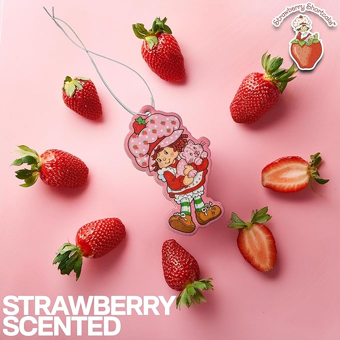 Strawberry Shortcake Paper Air Freshener | Strawberry Air Freshner Car | Strawberries Shortcake Collectibles Gift | Strawberries Scented Air Freshener | 3/Set | Officially Licensed (2 Count)