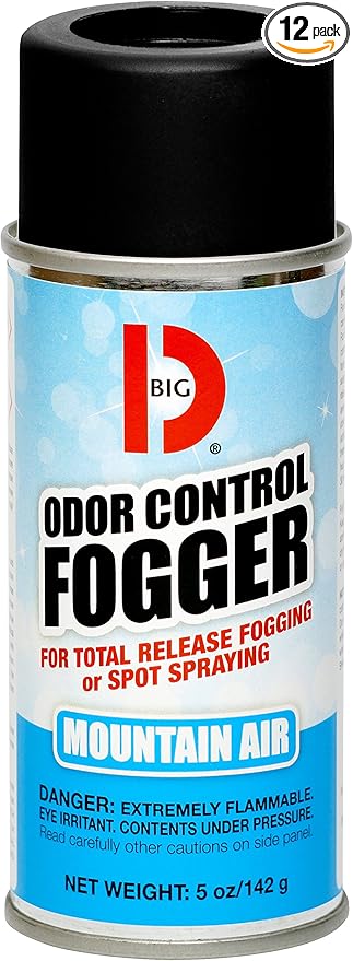 Big D 344 Odor Control Fogger, Mountain Air Fragrance-Kills odors from fire, flood, decomposition, skunk, cigarettes, musty smells-Ideal for use in cars, property management, hotels ,5 oz (Pack of 12)