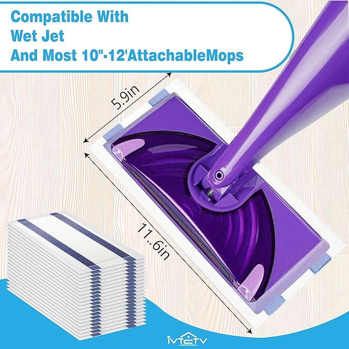 64 Count Disposable for Swiffer Wet Pads Refills, Wet Jet Pads for Hardwood Floor, Vinyl,Tile, Laminate, Compatible with Swiffer WetJet Spray Mop, Dry and Wet Use