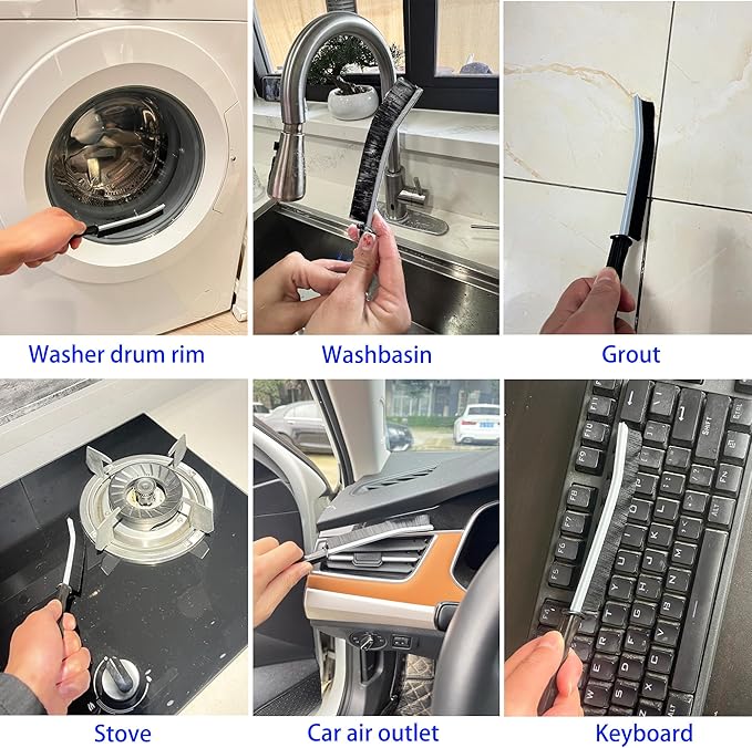 8 Pack Washing Machine Cleaning Brush, Dryer Vent Cleaner Kit, Flexible Dryer Lint Brush Vent Cleaner, Lint Trap Cleaning Tool, Household Cleaning Tools for Tile, Bathtub, Sink, Grout, Bathroom,Shower