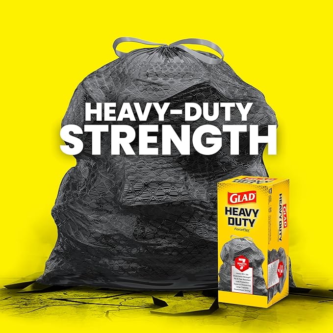Glad Trash Bags, ForceFlexPlus Drawstring Large Garbage Bags - 30 Gallon, 50 Ct (Package May Vary) (Pack of 2)