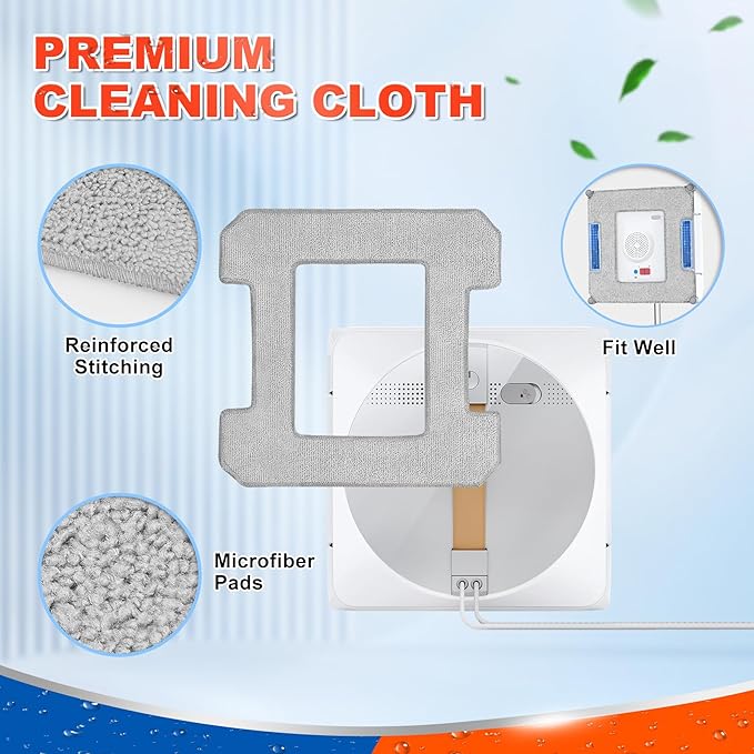 Cleaning Pads Compatible with Ecovacs Winbot W2/W2 Pro Omni W1/W1 Pro Window Vacuum Cleaning Robot Washable Reusable W2 Omni Mop Cloth W1 Mop Pad Accessories, 6 Pack
