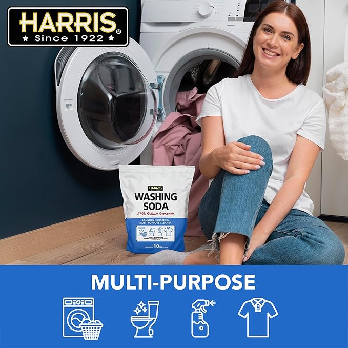 Harris Washing Soda, Sodium Carbonate, Laundry Booster and Multipurpose Cleaner, No Additives or Fragrances, 10lb