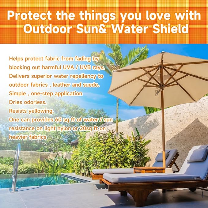 Water & Sun Shield Outdoor Fabric Spray - Cooling UV Protection, Waterproof & Fade-Resistant Spray for Patio Furniture, Awnings, Tents (Refreshing, Quick-Dry) (2)