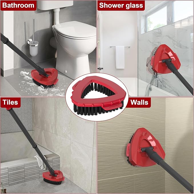 Replacement Scrub Brush for O-Cedar 2-Tank System, 4.4" Triangular Spin Mop Scrubber Head, Heavy-Duty Stiff Bristle Cleaning Brush for Tile, Grout, Bathroom, Kitchen & Floors