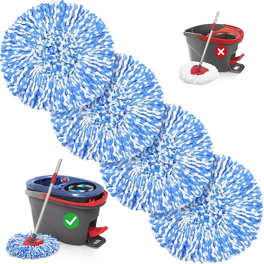 Spin Mop Head Replacement Compatible with Triangle Swivel Mops, 4 Pack Microfiber Mop Refills Replace Head for O-Cedar Easy Wring 2 Tank System, Deep Cleaning, Machine Washable