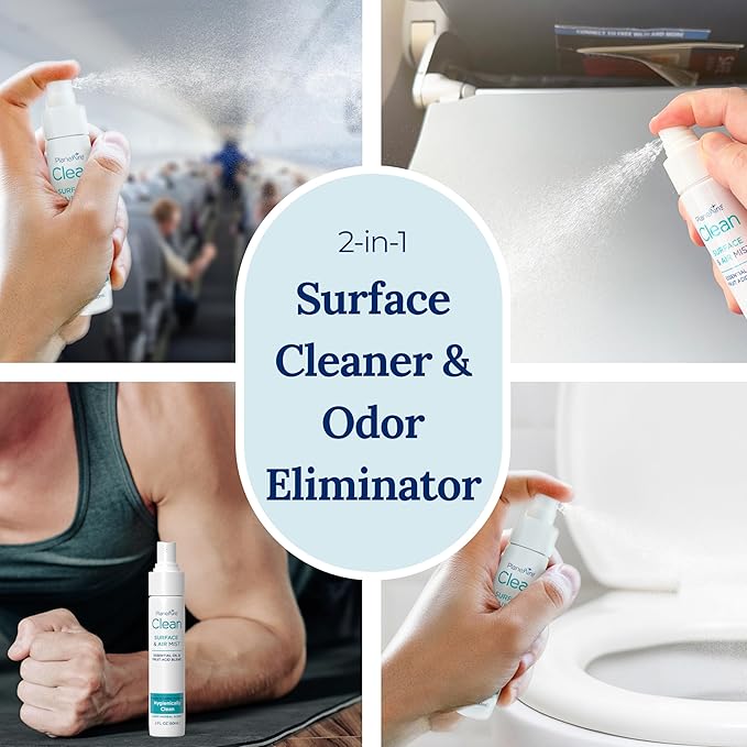Clean Duo | Travel Size Surface Cleaner | Air Freshener | Surface Cleaning Wipes | Individually Wrapped Wipes | All Purpose Cleaning Spray | Travel Essentials | Cleaning Supplies | Essential Oils