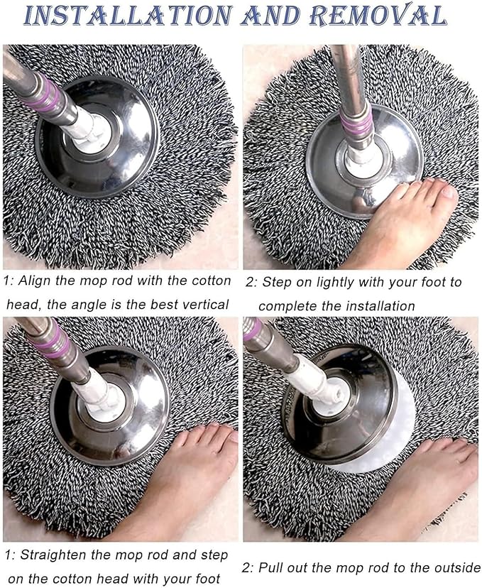 Mop Heads Replacements, Microfiber Spin Mop Head Refill Cleaning Supplie for Home Industrial and Commercial Use(C)