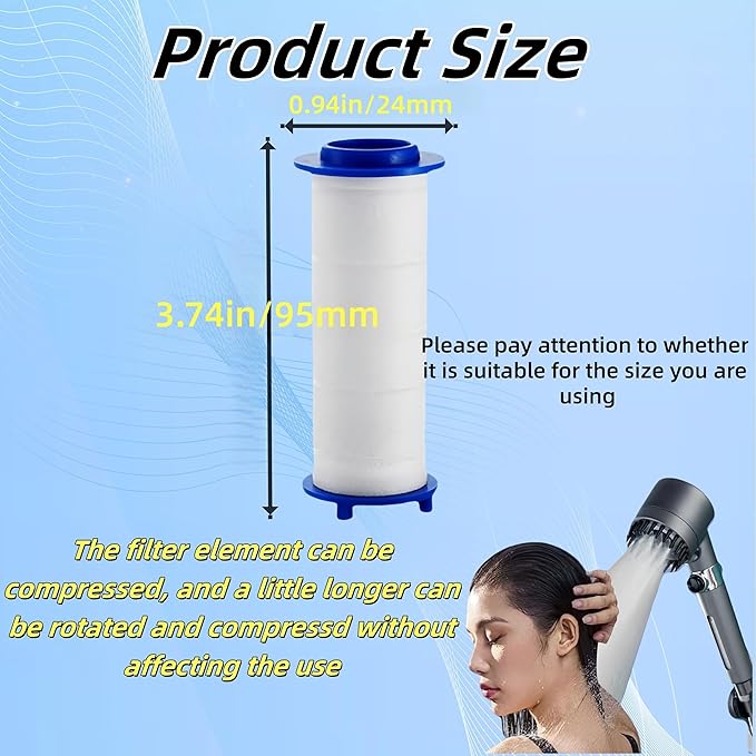 10Pcs Drivese ShowerHead Filters, 3.74Inch Ion Shower Dropse Head Filter PP Cotton Replacement Cartridge, Water Filter Core Cotton For Handheld Showerheads