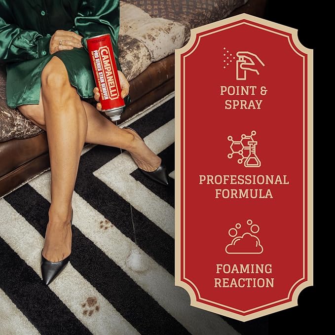 Campanelli Pro Series Stain Remover Point & Spray Carpet & Upholstery Cleaner for Pet Stains & Odors, Food Stains, Wine, Coffee, Dirt and More! – 2 Pack (18oz Each)