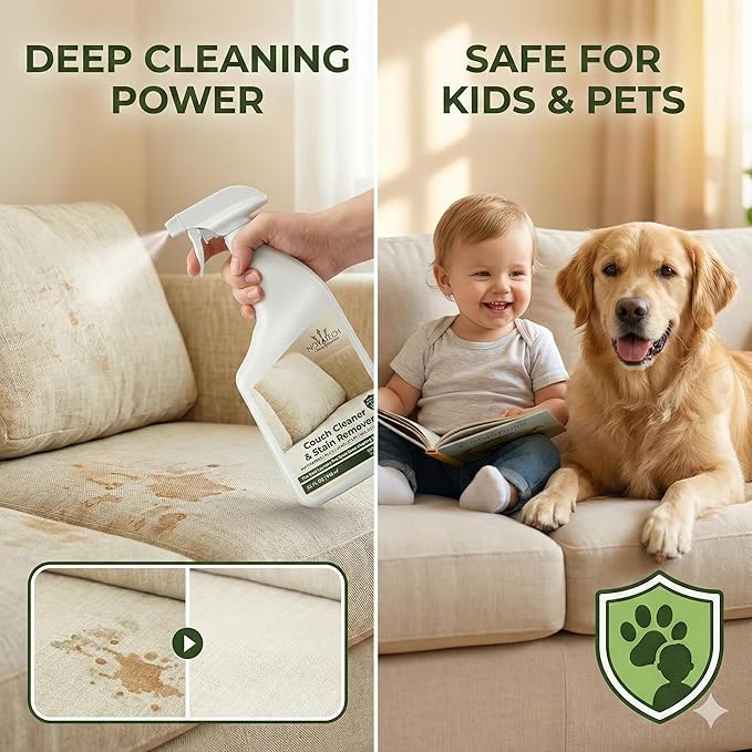 Couch Cleaner and Stain Remover Spray – Professional Strength, Multi-Surface Fabric and Upholstery Cleaner – Pet-Safe, Non-Toxic, Quick-Drying for Couches, Sofas & Car Interiors