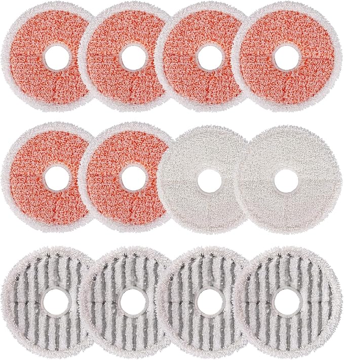3764 Replacement Mop Pads for Bissell SpinWave: Compatible with Bissell Spinwave Spin Mop 3764，37643 Floor Mop Cleaners - 6 Heavy Scrub Pads,4 Scrubby Pads,2 Soft Pads,Washable & Reusable（12 Pack）