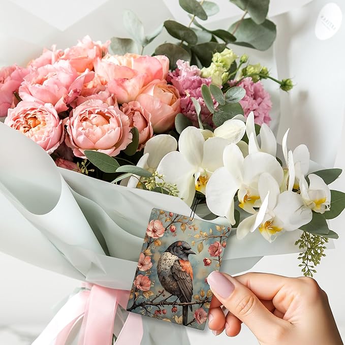 Vintage Floral Bird Car Air Freshener 4 Pcs, Cottagecore Nature Animal Hanging Scents Air Freshener for Women Girls Gifts, Birds Lover Gifts Scented Car Accessories Decor for Room Closet Drawer