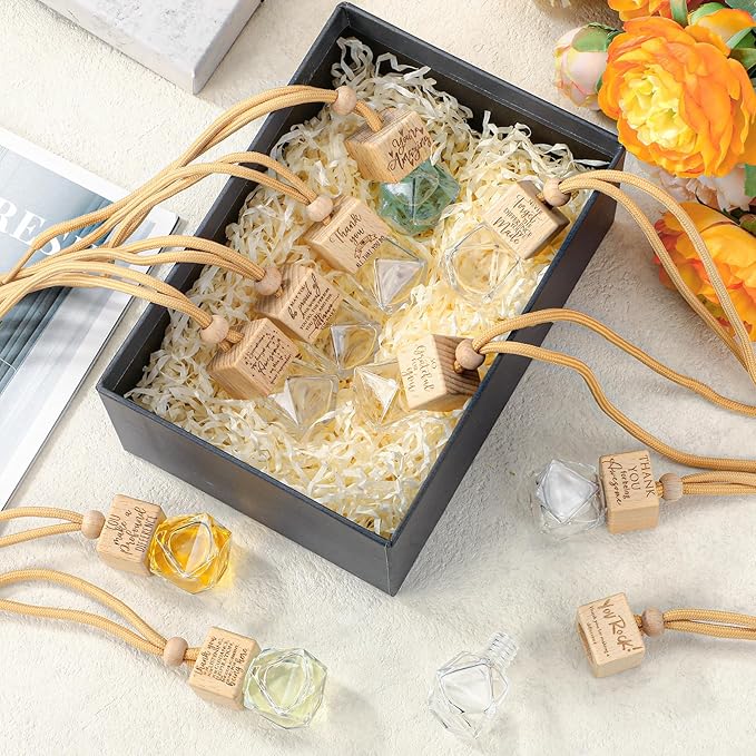 30 Pcs Appreciation Gift Bulk Car Diffuser Air Freshener Ornament Hanging Empty Glass Essential Oil Bottle for Coworker Staff Teachers Nurse Employee Team Thank You Gift