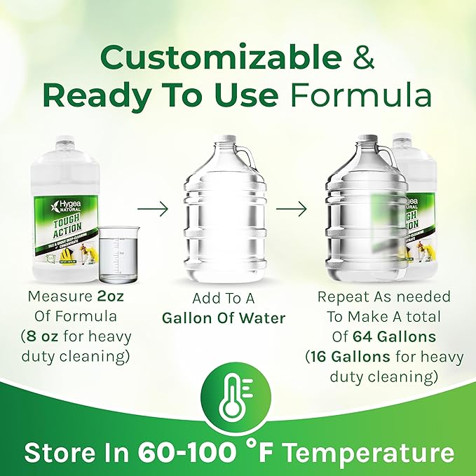 Hygea Natural Tough Action Tile & Grout Cleaner Duo - Deep Cleans Dirt & Scum, Conditions & Enhances Stone Color - Acid-Free & Residue-Free Biodegradable Formula (24 oz Spray + Concentrated Gallon)