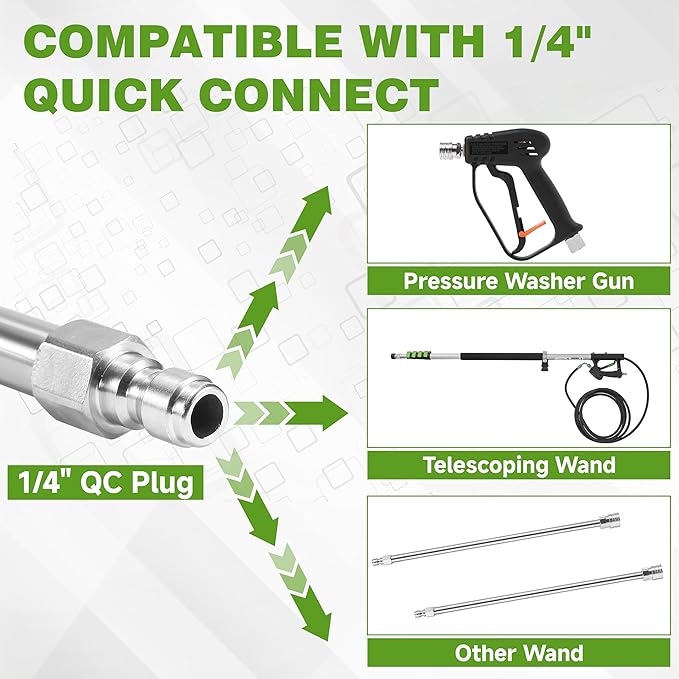 JOEJET Pressure Washer Extension Wand Stainless Steel, 30°, 90°, and 120° Curved Power Washer Wand with 5 Nozzle Tips, 1/4” Quick Connect, 4000 PSI