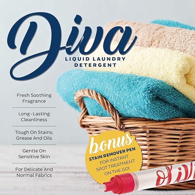 Tyler DIVA Glamorous Wash Laundry Detergent- 64oz - With Olivi Stain Remover Pen - Fresh Scented Sachet - Laundry Detergent - For Washing Clothes, Linen, Lingerie, Expensive Fabric, Sheets