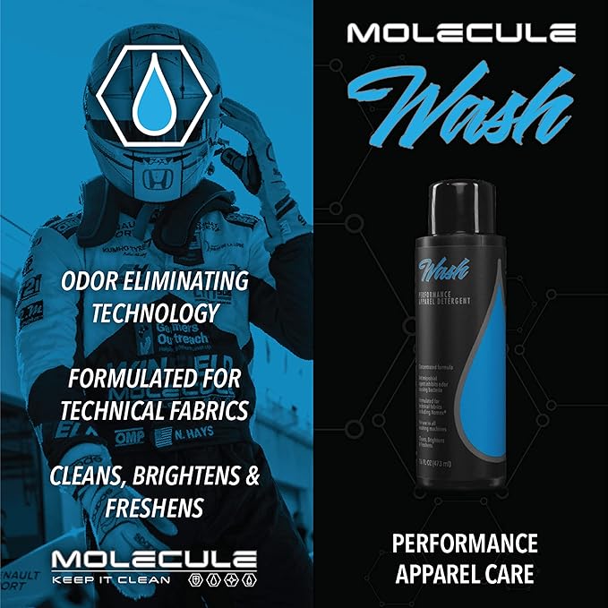 Molecule Wash Kit | Performance Apparel Care | 4 Ounce Wash & Spot Cleaner | Removes Tough Stains & Spots from Racing Suits & Technical Fabrics | 4 Ounce (1 Kit)