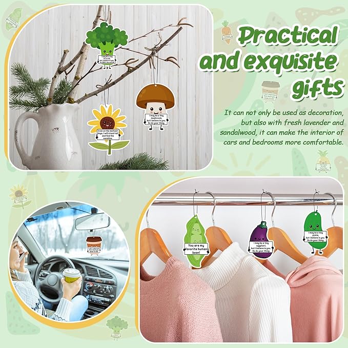 50 Pcs Positive Car Air Fresheners Bulk Employee Appreciation Gift Funny Car Hanging Ornament Scented Incense Chip Dietician Appreciation Gifts for Driver Staff Teacher Nurse Team, 10 Styles