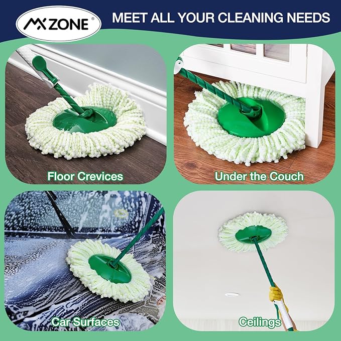 3 Pack Mop Head Replacement for Libman Tornado, Spin Mop Replacement Head 𝐎𝐍𝐋𝐘 Compatible with Libman, Easy to Replace, Machine Washable, Green and White (NOT for Old Version)