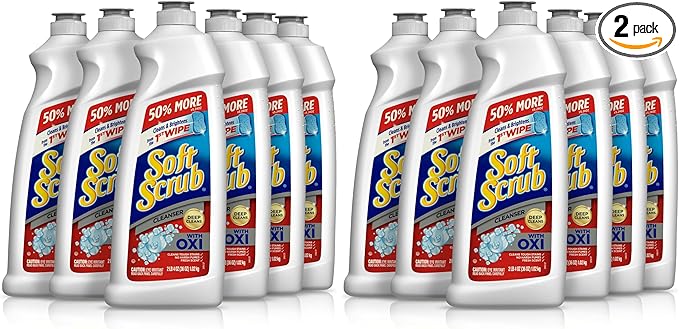 Soft Scrub Multi-Purpose Kitchen and Bathroom Cleanser with Oxi, 6 Count (Pack of 2)