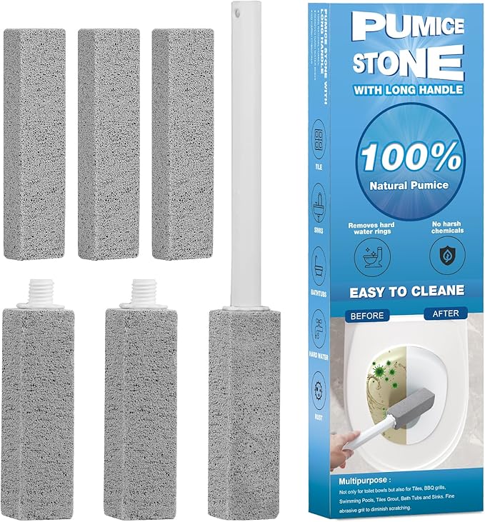 6 Packs Pumice Stone Toilet Bowl Cleaner, Pumice Stone for Cleaning, Powerfully Cleans Hard Water Rings, for Cleaning Toilets, Bathtubs, Grills, Swimming Pools, Sinks
