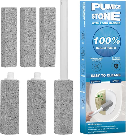 6 Packs Pumice Stone Toilet Bowl Cleaner, Pumice Stone for Cleaning, Powerfully Cleans Hard Water Rings, for Cleaning Toilets, Bathtubs, Grills, Swimming Pools, Sinks