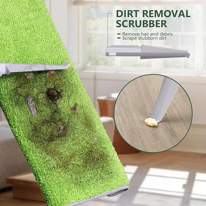 Masthome Microfiber Mops for Floor Cleaning with Washable Pads 4pcs,&Spin Mop Bucket System with 3 Mop Pads - Home & Office Suitable