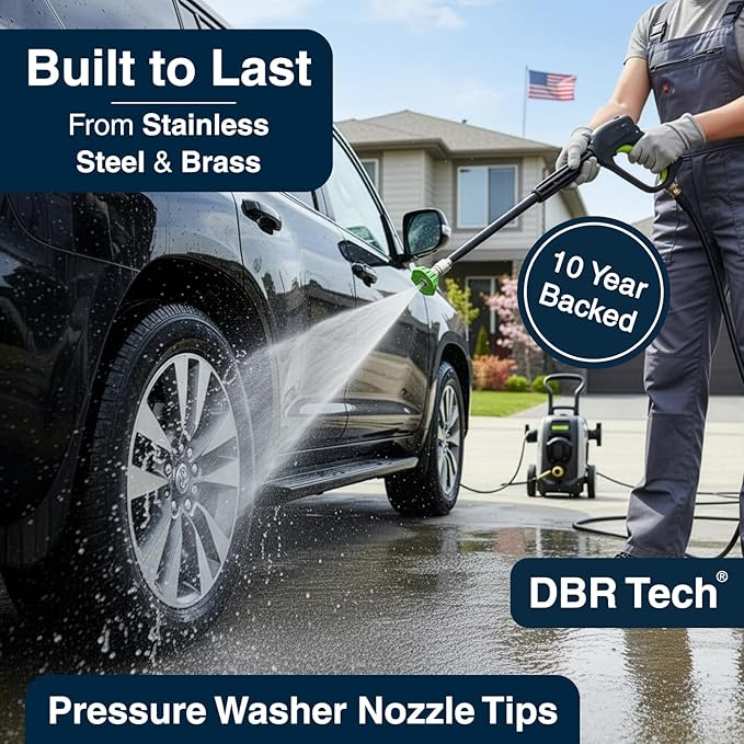 DBR Tech® Pressure Washer Nozzle Tips Set | 7 Pack, 4500 PSI