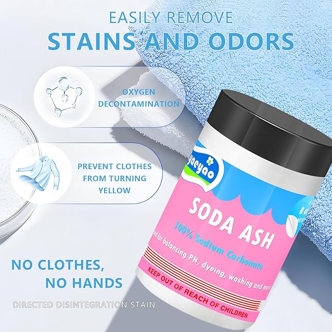 Pure Washing Soda, 8 oz (226g) - Natural Sodium Carbonate, Laundry Booster, Soda Ash, Multipurpose Cleaner, Water Softener, Stain Remover (8 Ounces)